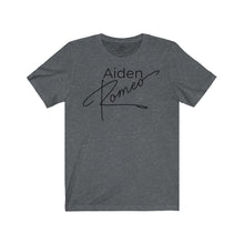 Load image into Gallery viewer, Aiden Romeo Unisex Jersey Short Sleeve Tee (f/b/sleeve details)