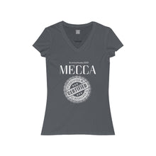 Load image into Gallery viewer, “MECCA CERTIFIED” Women's Jersey Short Sleeve V-Neck Tee