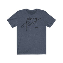 Load image into Gallery viewer, Aiden Romeo Unisex Jersey Short Sleeve Tee (f/b/sleeve details)