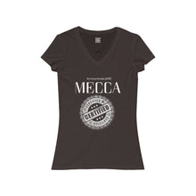 Load image into Gallery viewer, “MECCA CERTIFIED” Women's Jersey Short Sleeve V-Neck Tee