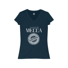 Load image into Gallery viewer, “MECCA CERTIFIED” Women's Jersey Short Sleeve V-Neck Tee