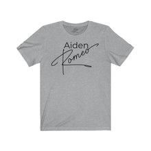 Load image into Gallery viewer, Aiden Romeo Unisex Jersey Short Sleeve Tee (f/b/sleeve details)