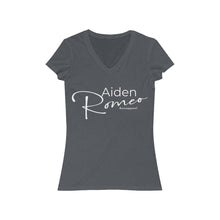 Load image into Gallery viewer, Aiden Romeo Women's Jersey Short SleeveV-Neck Tee (White print)