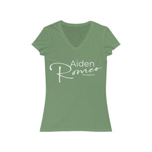 Load image into Gallery viewer, Aiden Romeo Women's Jersey Short SleeveV-Neck Tee (White print)