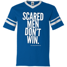 Load image into Gallery viewer, &quot;Scared Men Don&#39;t Win&quot; V-Neck Sleeve Stripe Jersey