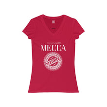 Load image into Gallery viewer, “MECCA CERTIFIED” Women's Jersey Short Sleeve V-Neck Tee