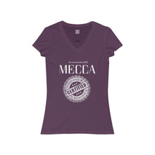 Load image into Gallery viewer, “MECCA CERTIFIED” Women's Jersey Short Sleeve V-Neck Tee
