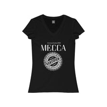 Load image into Gallery viewer, “MECCA CERTIFIED” Women's Jersey Short Sleeve V-Neck Tee