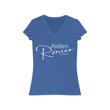 Load image into Gallery viewer, Aiden Romeo Women's Jersey Short SleeveV-Neck Tee (White print)