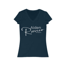 Load image into Gallery viewer, Aiden Romeo Women's Jersey Short SleeveV-Neck Tee (White print)