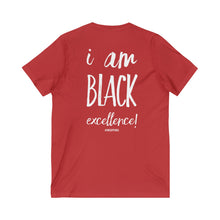 Load image into Gallery viewer, I Am Black Excellence Unisex Jersey Short Sleeve V-Neck Tee