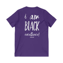 Load image into Gallery viewer, I Am Black Excellence Unisex Jersey Short Sleeve V-Neck Tee