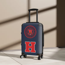 Load image into Gallery viewer, H • 1867 BISON HOUSE  Carry-On Suitcase – Navy Collegiate Travel Luggage with Crest