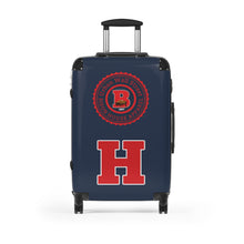Load image into Gallery viewer, H • 1867 BISON HOUSE  Carry-On Suitcase – Navy Collegiate Travel Luggage with Crest