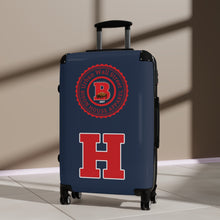 Load image into Gallery viewer, H • 1867 BISON HOUSE  Carry-On Suitcase – Navy Collegiate Travel Luggage with Crest
