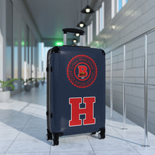 Load image into Gallery viewer, H • 1867 BISON HOUSE  Carry-On Suitcase – Navy Collegiate Travel Luggage with Crest