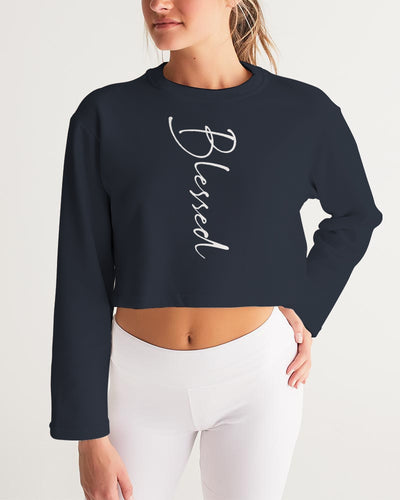 “Blessed” Women's Cropped Sweatshirt (Navy)