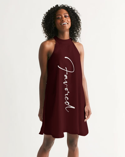 “Favored” Women's Halter Dress (Cranberry)