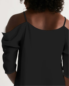 “Anointed” Women's Open Shoulder A-Line Dress (Black)