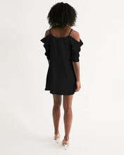 Load image into Gallery viewer, “Strength” Women&#39;s Open Shoulder A-Line Dress (Black)