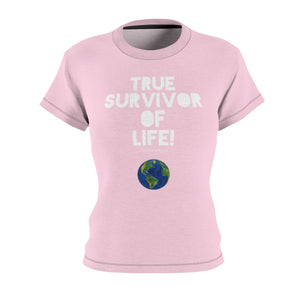 “True Survivor of Life” Women's AOP Cut & Sew Tee