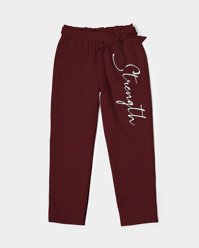 “Strength” Women's Belted Tapered Pants (Cranberry)