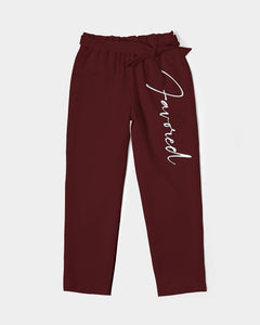 “Favored” Women's Belted Tapered Pants (Cranberry)