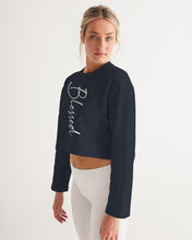 Load image into Gallery viewer, “Blessed” Women&#39;s Cropped Sweatshirt (Navy)