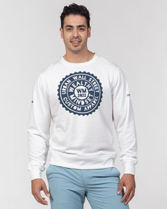 Wealthy Mindset  Men's Classic French Terry Crewneck Pullover (Navy)