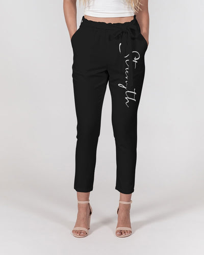 “Strength” Women's Belted Tapered Pants (Black)