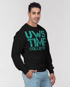 TIME Men's Classic French Terry Crewneck Pullover (black/teal)