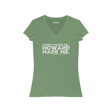 Load image into Gallery viewer, “Momma Raised Me, Howard Made Me” Women&#39;s Jersey Short Sleeve V-Neck Tee