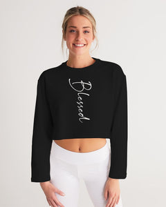 "Blessed" Women's Cropped Sweatshirt (Black)