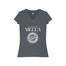 Load image into Gallery viewer, “MECCA CERTIFIED” Women&#39;s Jersey Short Sleeve V-Neck Tee
