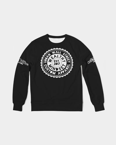 Wealthy Mindset (Black/White) Men's Classic French Terry Crewneck Pullover