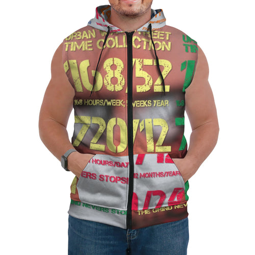 Time Collection AOP Sleeveless Hoodie