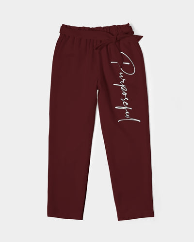 “Purposeful” Women's Belted Tapered Pants (Cranberry)