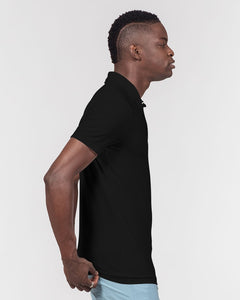 TIME Men's Slim Fit Short Sleeve Polo (Black/teal)