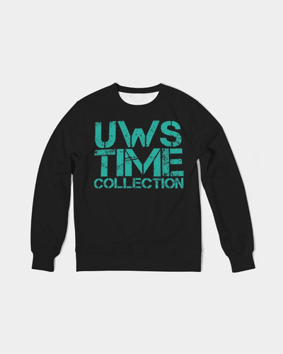 TIME Men's Classic French Terry Crewneck Pullover (black/teal)