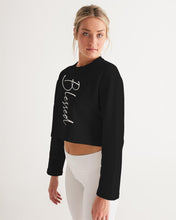 Load image into Gallery viewer, &quot;Blessed&quot; Women&#39;s Cropped Sweatshirt (Black)