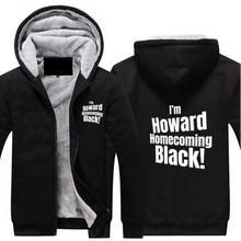 Load image into Gallery viewer, HOWARD HOMECOMING BLACK Hoodie Full Zip Warm and Thick Plush Sweater for Men Front and Back Print