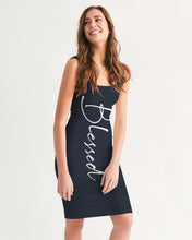 Load image into Gallery viewer, “Blessed” Women&#39;s Midi Bodycon Dress (Navy)