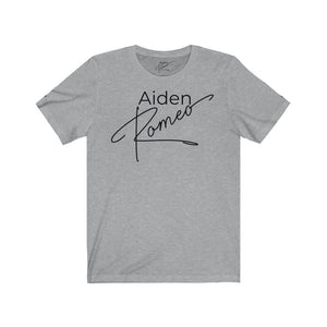 Aiden Romeo Unisex Jersey Short Sleeve Tee (f/b/sleeve details)