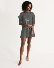 Load image into Gallery viewer, “Strength” Women&#39;s Open Shoulder A-Line Dress (Grey)