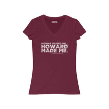 Load image into Gallery viewer, “Momma Raised Me, Howard Made Me” Women&#39;s Jersey Short Sleeve V-Neck Tee