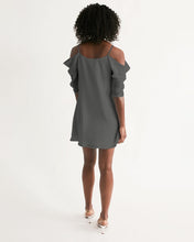 Load image into Gallery viewer, “Strength” Women&#39;s Open Shoulder A-Line Dress (Grey)