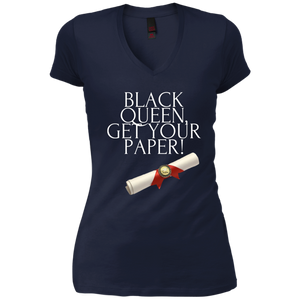 Black Queen Get Your Paper  Vintage Wash V-Neck T-Shirt