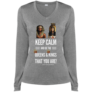 Keep Calm... Ladies' LS Heather Dri-Fit V-Neck T-Shirt