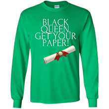 Load image into Gallery viewer, Black Queen Get Your Paper  Youth LS T-Shirt