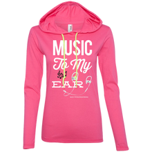 Load image into Gallery viewer, &quot;Music To My Ear...&quot; Ladies&#39; LS T-Shirt Hoodie